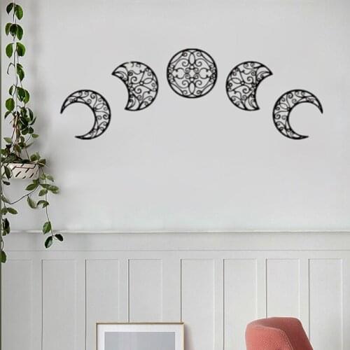 5pcs 3D Wall Stickers Pendant Wooden Moon Cycle Spacious Scandinavian Wall Decoration For Home Living Room Bedroom Home Decor CA