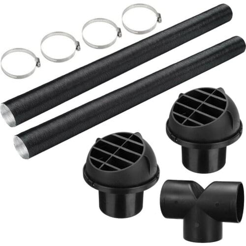 75mm Car Auto Heater Pipe Duct T Piece Warm Air Outlet Vent Hose Clips Set for Parking Heater Webasto Eberspacher