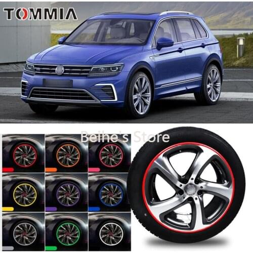 8M Car Wheel Hub Rim Edge Protector Ring Tire Strip Guard Rubber Decals For Volkswagen Tiguan