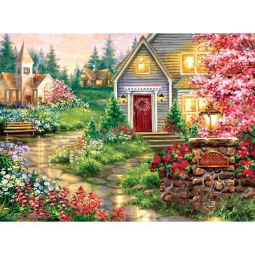 Diy Diamond Painting Cross Stitch Country House Scenery Full Square Drill Diamond Embroidery Sale Crystal Mosaic Hobbies Crafts