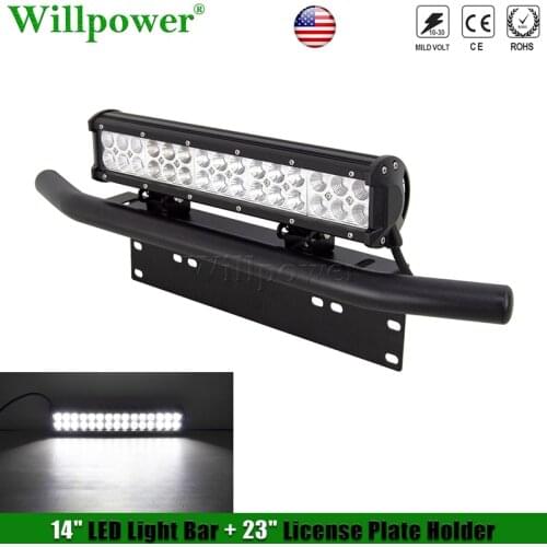 Auto Car Plate Holder + LED Fog Light Bar 90W 15" For Jeep 4x4 Truck Pickup SUV 23" License Number Plate Bracket Driving Lamp