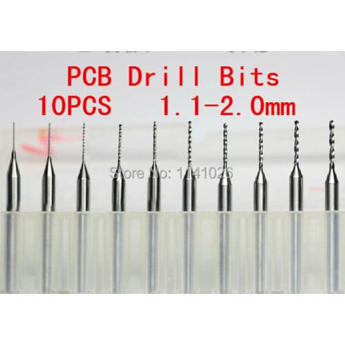 Free Shipping New 10PCS 1.1mm to 2.0mm Drill PCB Print Circuit Board Bits,PCB CNC Bits Milling Machine,mini bits