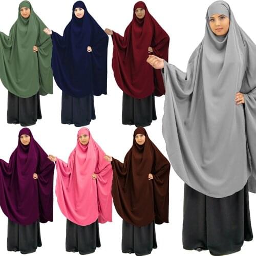 One Piece Khimar Prayer Hijab Large Amira Garment Overhead Muslim Women Dress Abaya Islamic Arab Robe Kaftan Ramadan
