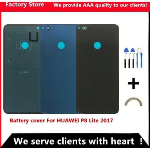AAA Quality Battery Back Cover For Huawei P8 Lite 2017 Battery Cover Case For Huawei P9 Lite 2017 Back Cover+ Camera Glass Lens
