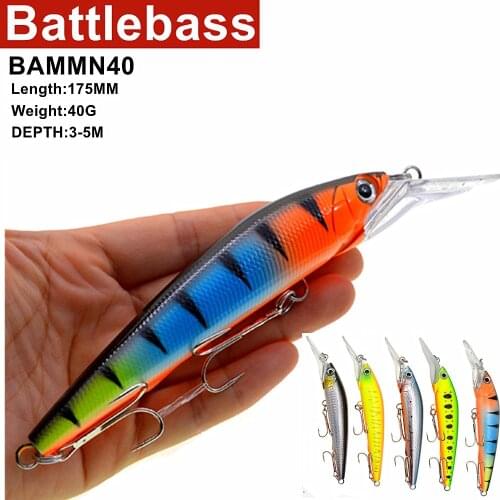 BATTLEBASS 2021 NEW Big Minnow Boat Fishing Lure 17.5cm 40g Diving Artificial Hard Bait Wobbler Lures Tackle Accessories