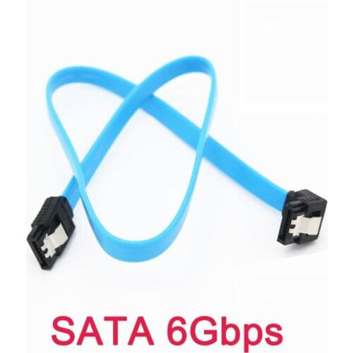 50CM Sata Cables 6Gbps Straight To Right Angle for Hard Drive SSD HDD Sata 3.0 Cable for Asus MSI Gigabyte Motherboard Blue