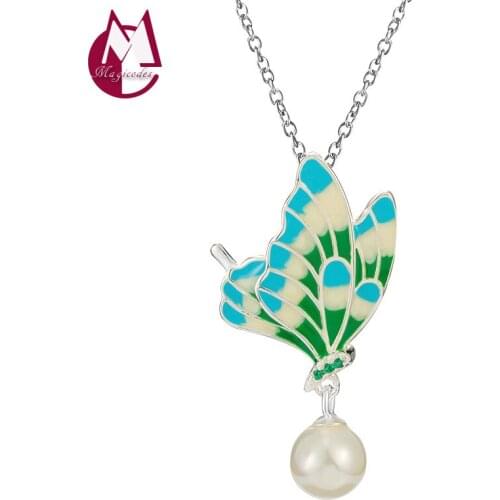 Colorful Butterfly Pearl Set 100% Real 925 Sterling Silver Necklace Pendant Dangle Earring Ring Fine jewelry Sets Women 2021 S06