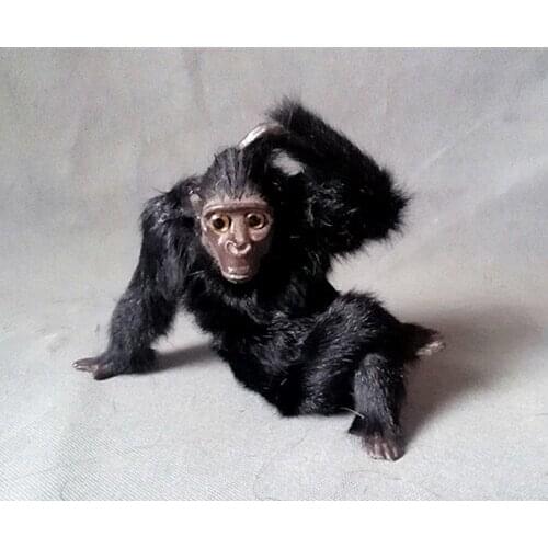 Simulation cute black chimpanzee 19x14cm model polyethylene&furs chimpanzee model home decoration props ,model gift d302