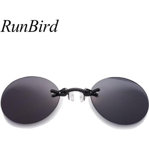 Fashion Clip On Nose Sunglasses Men Vintage Mini Round Sun Glasses Rimless Sunglasses UV400 1181R