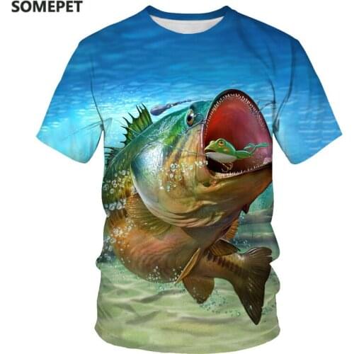 Factory direct fashion O-neck mens T-shirt ocean fish 3D printed casual T-shirt mens Asian size S-6XL T-shirt men
