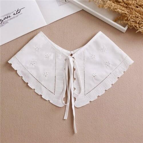 2020 Big Lapel Doll Fake Collar for Women Flower Hollow Shawl Wrap Removable Detachable Female False Collar Sweater Decoration