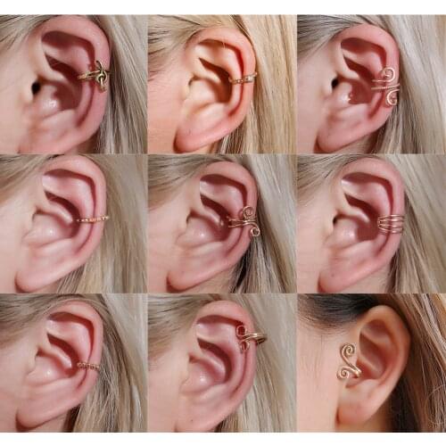 Single Earring Unique Antique Gold Copper Cezch Clip Earring For Women Non Piercing Cuff Earring Ear Cuff 2021 New Drop Shipping