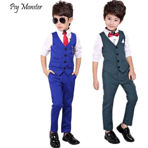 Boys Formal Suit for Weddings Prom Party Tuxedo Dress kids Weeding Sets Vest Pants 2pcs Costumes Children Birthday Suit Set