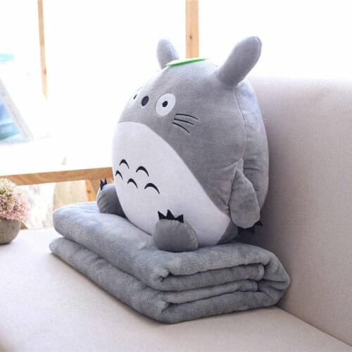 30cm Totoro Plush Pillow Multifunction 3 In 1 Throw Pillow Totoro Hand Warm Pillow Cushion with Blanket Kids Baby Girl Soft Toys