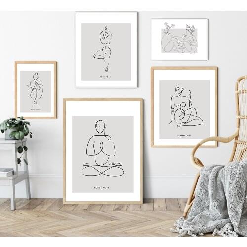 Scandinavian Abstract Line Poster Canvas Painting Print Face With Hands Woman Wall Art Decorative Pictures For Living Room Decor
