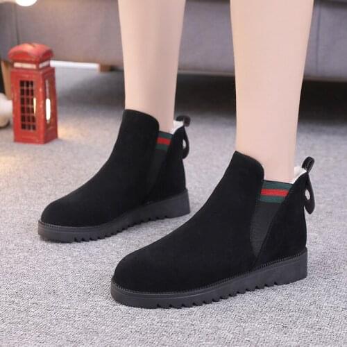 High-top Casual Womens Boots Plus Velvet Warm Boots Internal Increase Flat Boots Elderly Walking Boots Slip-on Leather Shoes