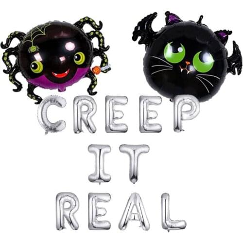Creep It Real Mylar Foil Balloon Banner Halloween Decor Halloween Party Supplies
