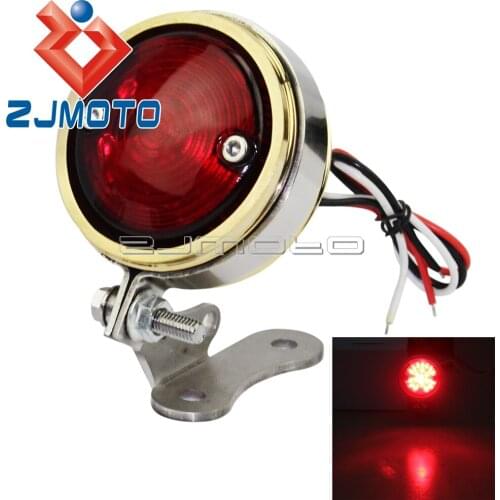 Retro Billet Brass Housing With Steel Bracket LED Tail Light For Harley Sportster Bobber Chopper Rear Fender Brake Stop Lamp