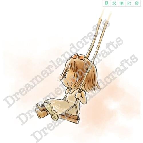 10x6 Girl is swinging Transparent Clear Stamps Silicone Seals for DIY scrapbooking photo album Card Making