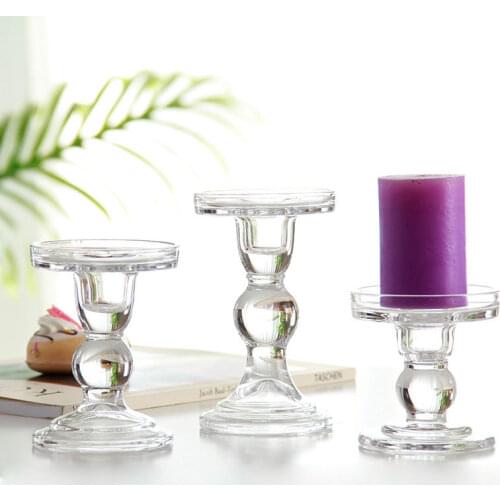 3.46 / 4.52 / 5.51 in glass candle holder glass candlestick pillar candle Stand candelabra wedding candelabra tealight holder