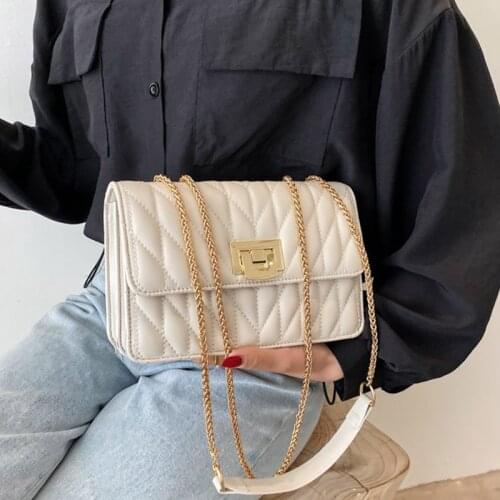 High Quality Shoulder Bag With Metal Chain Classic Quilted Flap Handbags For Women Solid Color Crossbody Messenger Bag Free Ship