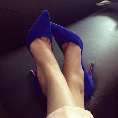 Women Sexy Party Wedding Fashion Spring Autumn Ladies Pumps Shoes Flock Thin High Heel Pointed Toe High Thin Heel Sandle