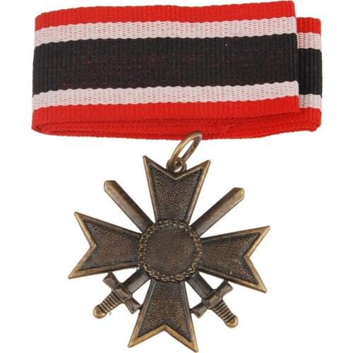 WWII WW2 GERMAN MERIT CROSS FIRST CLASS INSIGNIA SWORDS BADGE WITH RIBBON