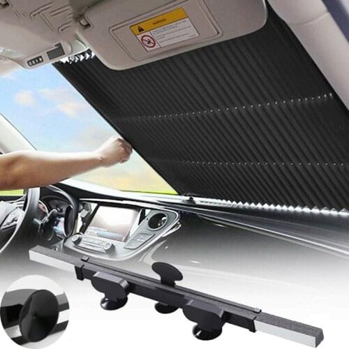 1pc 46cm Retractable Car Front Windshield Sunshade Rear Window Sun Visor UV Protection Curtain For SUV Truck Auto