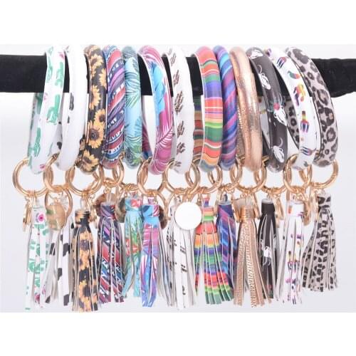 10x10cm Fashion New Gold PU Leather Tassel Pendant Bracelet Key Chain Ring Leather Bracelet Party Christmas Gifts Dropshipping