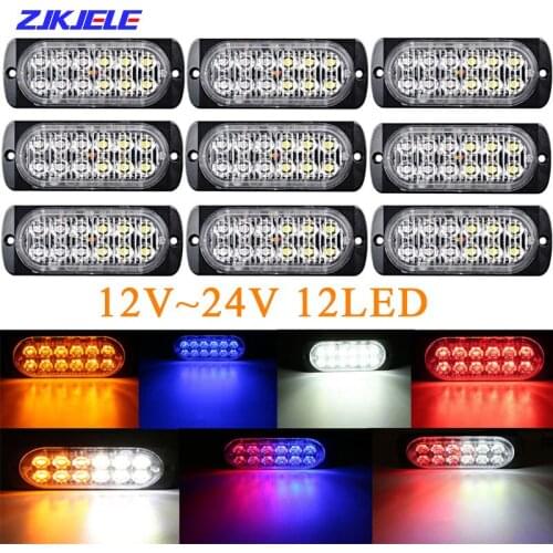12V 24V 12LED Amber Light Home Garden Waterproof Warning Strobe Car-styling Emergency Side Light for Car Truck Pickup Motorcycle