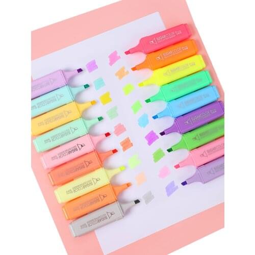 18 Colors Set Cute Highliter Pen Fluorescent Markers with Pen Holder Chrismas Gift Child Drawing Markers Oblique Writing