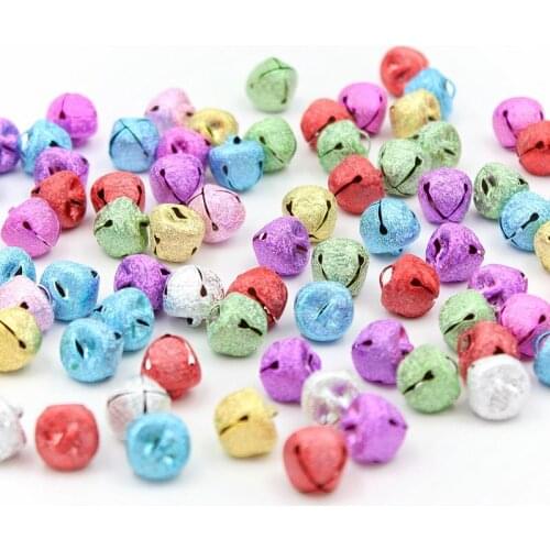 50Pcs/Lot 1.4cm Mixed color Mini Iron Loose Beads Bells Decoration Pendants Diy Handmade Christmas Craft Supplies