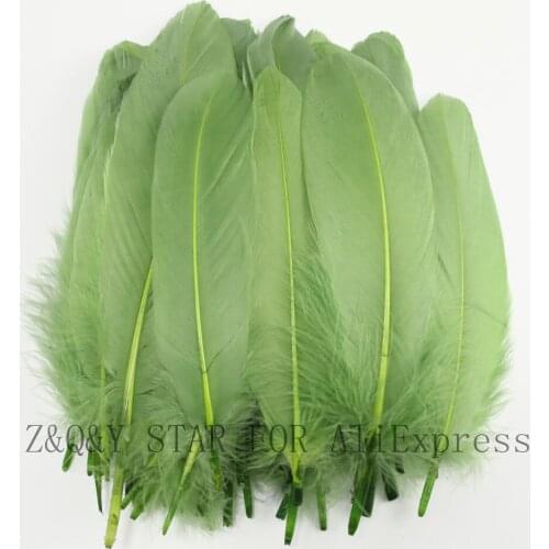 50-200 Natural Goose Feathers 15-20CM Dye Army Green DIY Craft Ornaments Clothing Feathers
