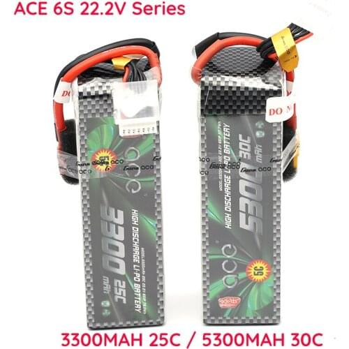ACE 6S 22.2V 3300 5300 mah 25C 30C LiPo Battery T plug Burst Disharge for Helicopter 500,550,600 700