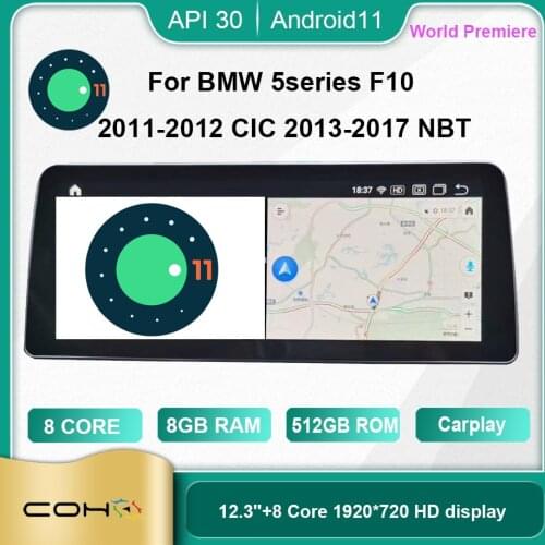 For BMW 5 series F10 2013-2017 NBT 2011-2012CIC Android 10.0 Octa Core 6+128G Car Multimedia Player Stereo Receiver Radio