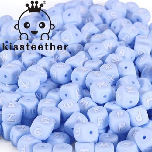 Kissteether 100pcs Baby Toys Silicone Food Grade Silicone Beads Letter Beads Silicon Beads Baby Teething Beading DIY
