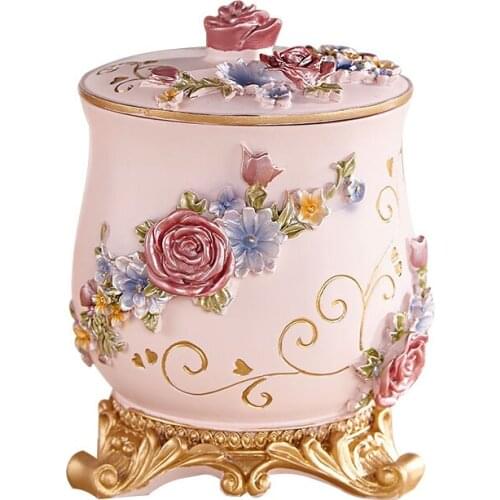 Household Cotton Box European Rose Cotton Pad Storage Box Personality Creative Fashion with Lid Toothpick Holder New Weddin