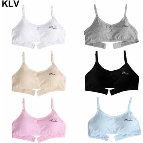 Young Girls Student Training Bra Wire Free Adjustable Cotton Letters Underwear
