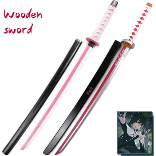 Wooden Sword Weapon Demon Slayer Tsuyuri Kanawo Cosplay Armed Samurai Espada Sword Prop Wood Ninja Knife Katana Toys For Teens