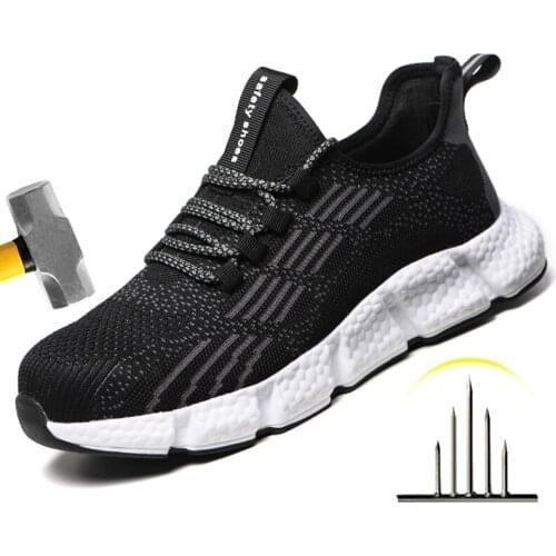 Breathable Mens Safety Shoes with Steel Toe Cap Industry Work Boots Men Indestructible Shoes Puncture-Proof Working Sneakers