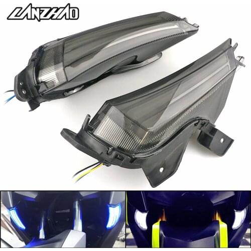 XMAX Motorcycle Turn Signal Lamp with Blue / White Daytime Running Light Front Indicator for Yamaha XMAX 300 2017 2018 2019