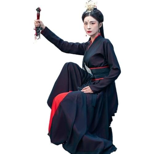 The Chivalrous Hanfu FemaleChinese Style Ancient Costume Collar Waist Martial Arts Suit Performance Martial Arts Uniform