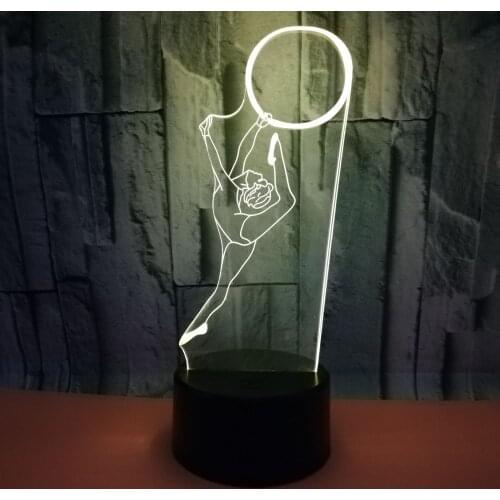 Artistic Gymnastics 3d Night Lamp 7 Color Touch Remote Led Visual Desk Lamp Character Map Customized 3d Table Lamps