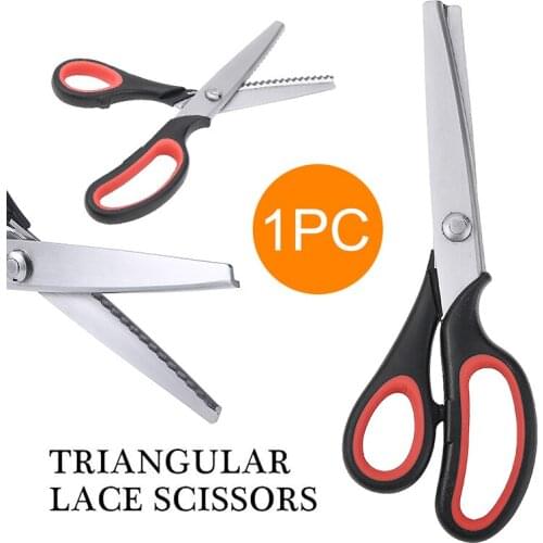 Stainless Steel Tailor Scissors Cutting Black Orange Handle Zig Zag Edge Sewing Cut For Fabrics Linings Hand Tool