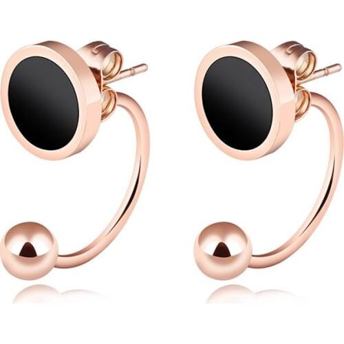 Office Semi-circular U Shaped Stud Earrings Stainless Steel Rose Gold Color Earrings Jewelry For Women Brincos E17087