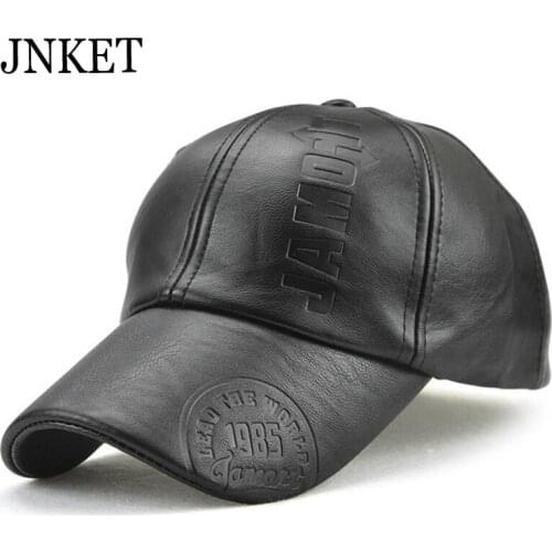 JNKET Unisex PU Leather Baseball Cap Winter Cap Waterproof Windproof Hat Stamping Logo Outdoor Sports Cap Gorras Casquette