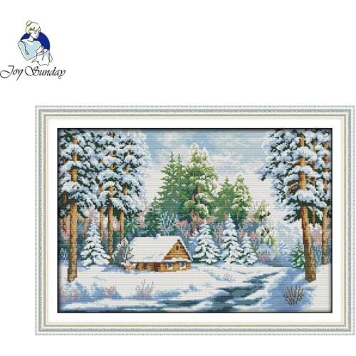 Joy Sunday Snow World Cross-Stitch Kit Needlework Diy Painting Cross Stitch Embroidery Chinese Cross Stitch Kits Home Decoration