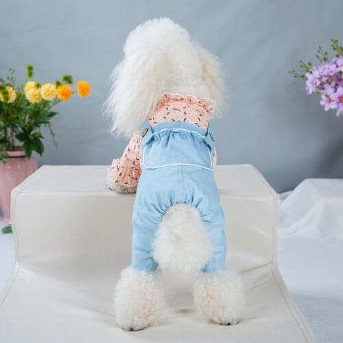 Spring Summer Pet Four-legged Clothes Puppy Small Dog Clothing Jumpsuit Jacket Floral Splicing Pets Outfits Overalls For Dogs