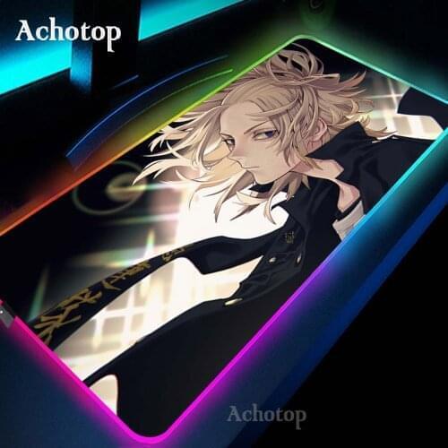 Tokyo Revengers RGB Mouse Pad Anime Gaming Mouse Pad Computer Large Mousepad Backlit Mouse Mat LED Gamer Mause Carpet Desk Mat