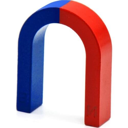 8cm Physics Experiment Pole Teaching Red Blue Painted U Shaped Horseshoe Magnet Materials Kids Toy School Education Tools